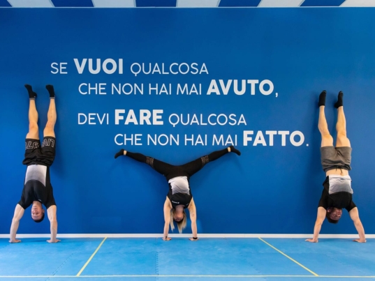 interni palestra con i tre fondatori, Marica, Luca e Davide